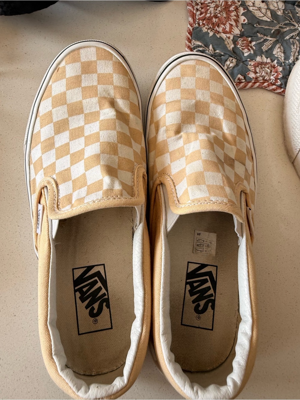 Vans  Checkerboard Slip-On in Yellow and Cream